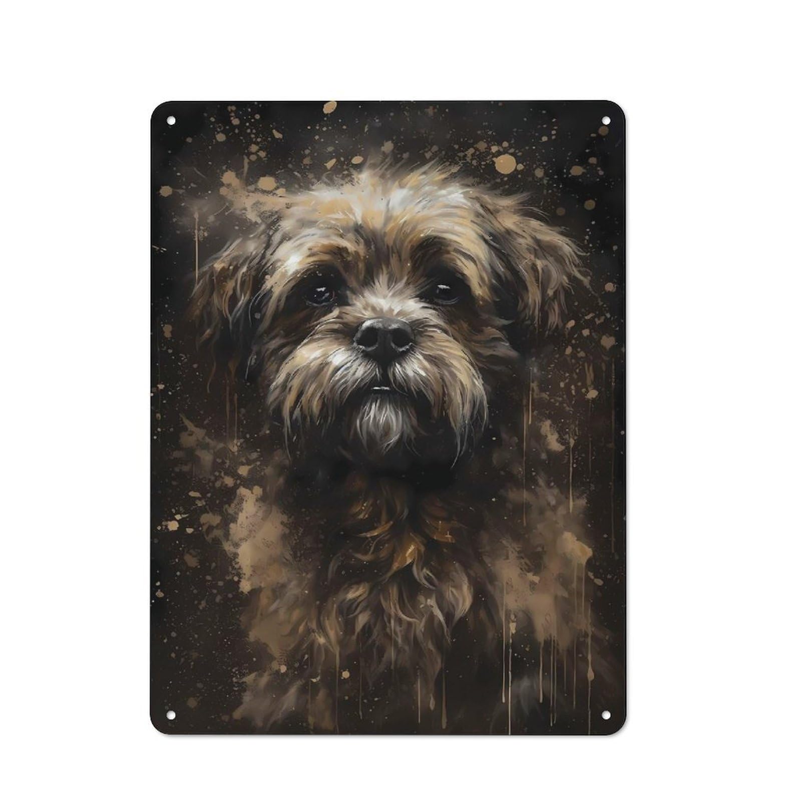Junmoney Shih Tzu Dog Delightful Vintage Metal Plaque 40X30cm For Guest Room Or Hallway, A Decorative Christmas Gift For Guest Room Decorators