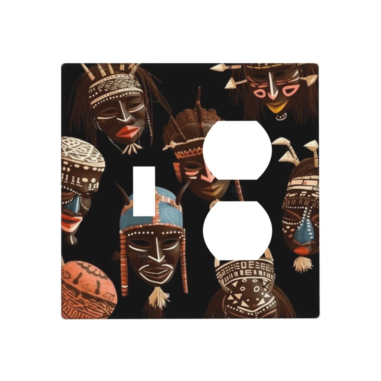Decorator Wall Plate 2 Gang Light Switch Covers African Ritual Ethnic Tribal Wallplate Double Toggle Switch Plate Standard Size Electrical Outlet Covers Decorative Wall Switch Plate Cover