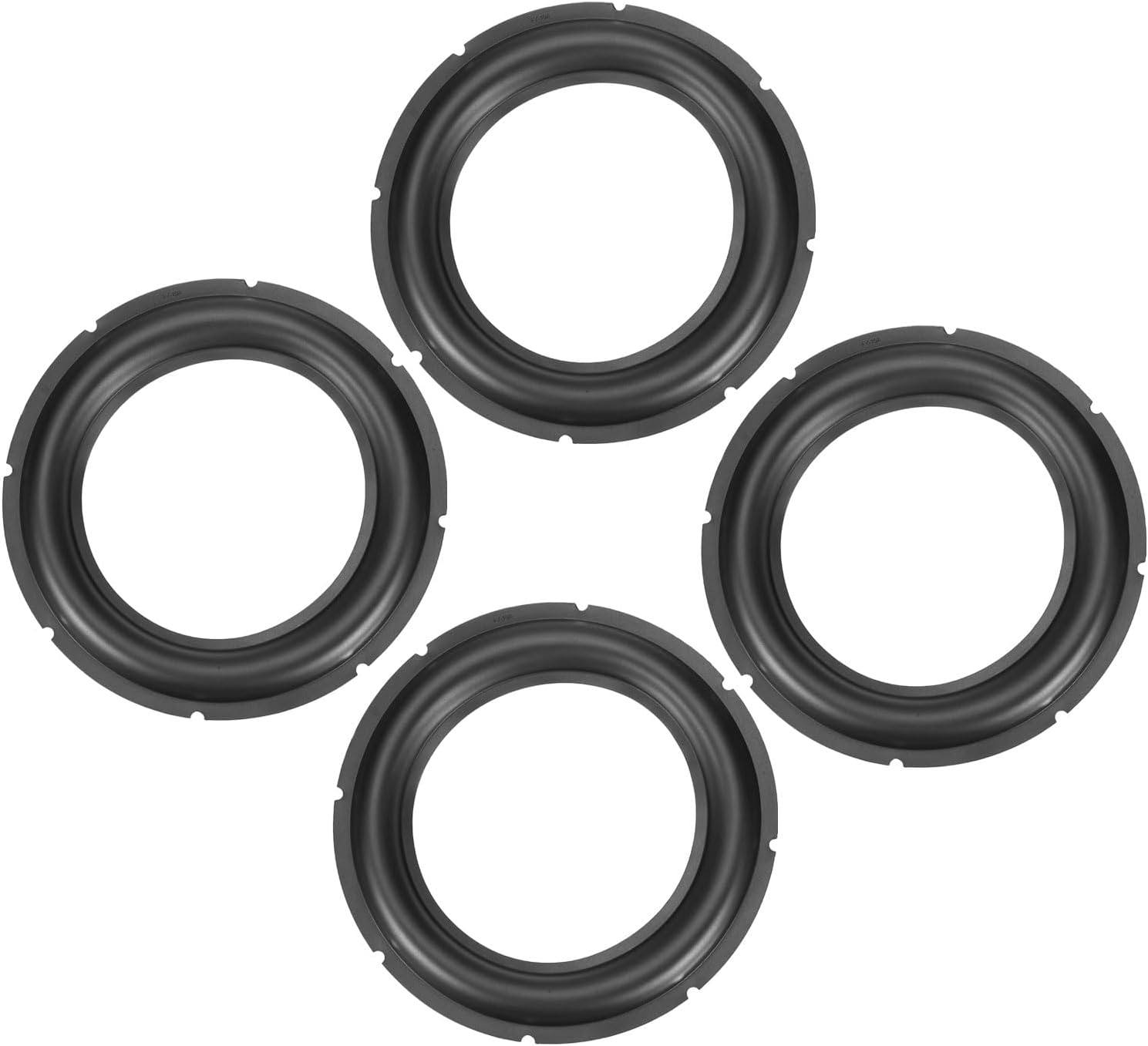 sourcing map Black 10 Inch Rubber Notch Speaker Edge Surround Big Ring Replacement Parts for Speaker Repair or DIY 4 Pcs