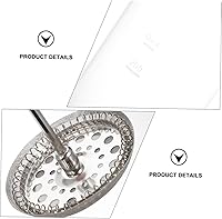 Vista 7 de Angoily Espumador de leche de acero inoxidable, bomba de mano de leche espumador de leche, jarra manual de espuma de café capuchino con mango y tapa