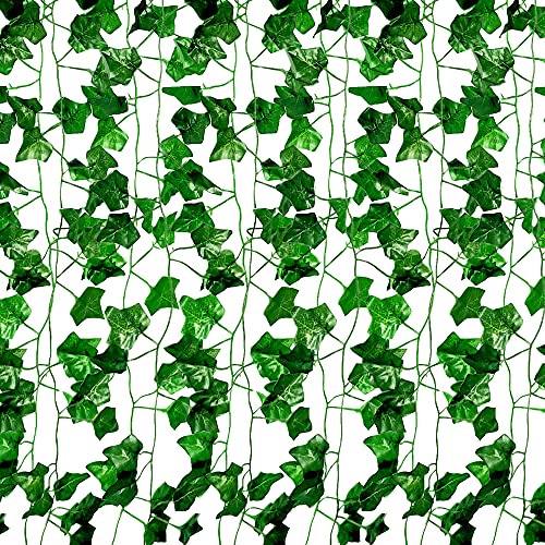 Künstliche Efeu-Girlande,12 Stück Efeugirlande Künstliche Hängeranken mit Efeublättern, Künstliche Efeublumen für Hochzeitsfeier, Gartenfest, Wanddekoration Cover