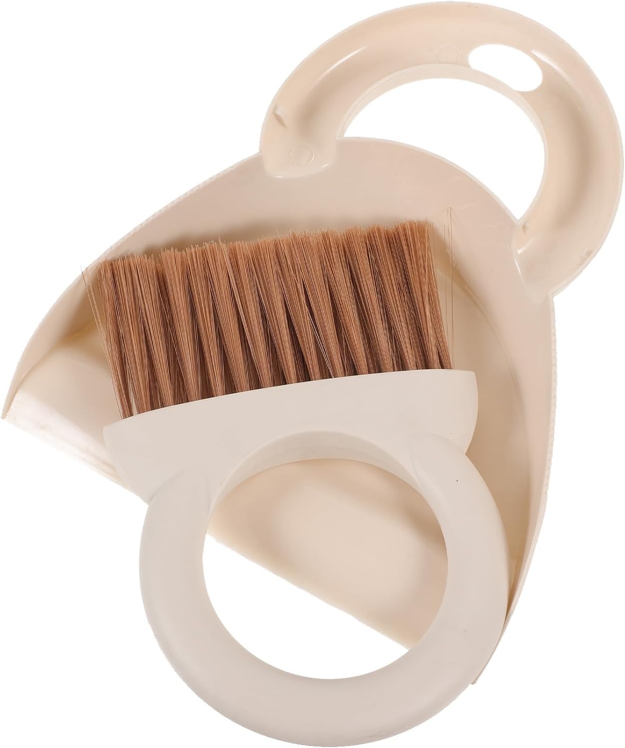 Mini Dustpan and Brush Set 3pcs Beige Handheld Broom with Dustpan for Keyboard and Desktop Cleaning Household Office Use