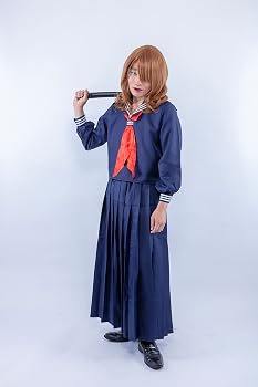 旧型 45mm幅 帯革 昭和 制服 コスプレ Amazon.co.jp: [ラーバルマスク] スケバン 紺 大人用 メンズ 女装 男性