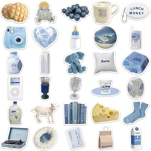 Miniatura 7 de Blue ins - Calcomanías de grafiti de dibujos animados, 60 unidades de calcomanías realistas de Vsco de moda para botellas de agua, laptop, teléfono,