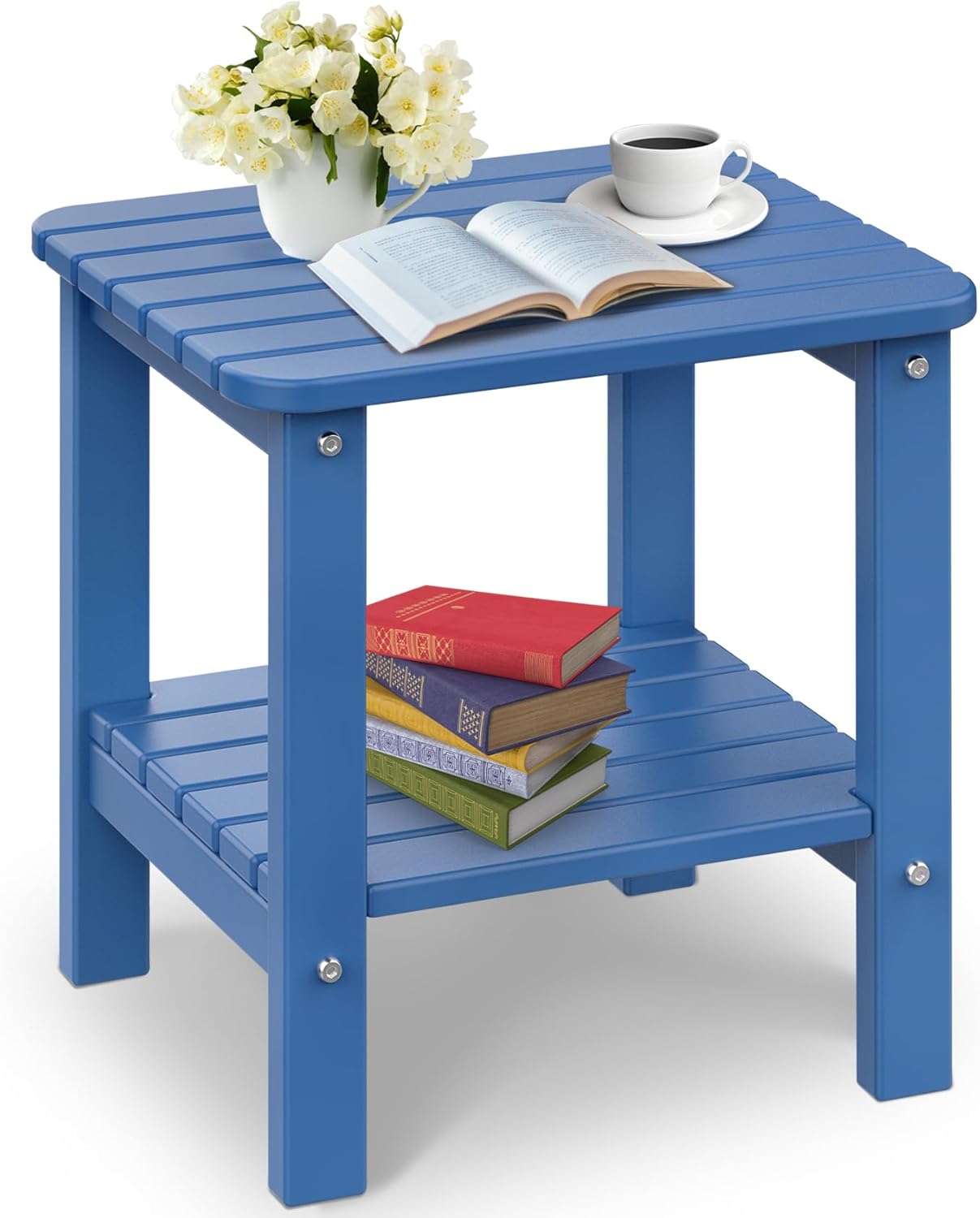 PASAMIC 2Tier Adirondack Square Side Table, 18" HDPE