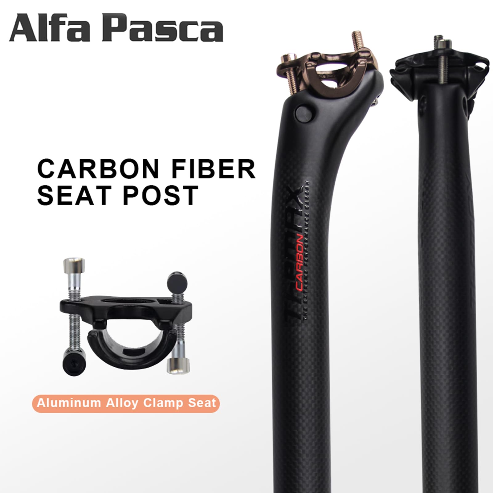 Alfa Pasca tija Carbono MTB 3K Mate tija Bicicleta de Carretera 27.2/30.8/31.6*350/400mm