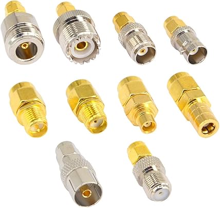 Tipo 10 nbsp set kit adattatore SMA maschio N F BNC UHF MCX SMB TV TNC femmina  nichel placcato oro test catalizzatore