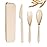 YDYTOP Reusable Travel Utensils Set with Case, Beige Wheat Straw Portable Knife Fork Spoons Tableware, Eco-Friendly BPA Free Cutlery for Kids and Adults as Travel Picnic Camping Utensils