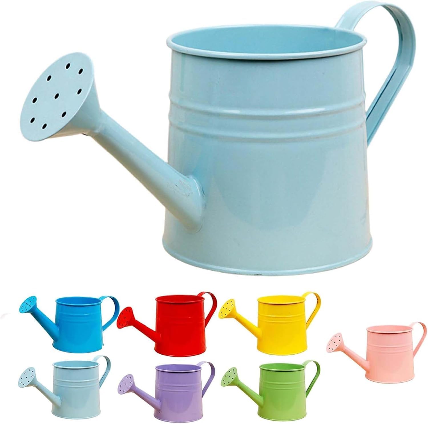 Small Watering Can, 1L Metal Flower Garden Watering Can with Handle, Gardening Tool Accessories Sprinkling Can for Kids Outdoor Indoor Plants Lawn (Sky blue)