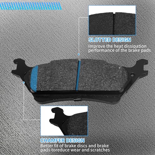 Image of Brake Pads Rear Set Compatible with 2012-2020 Ford F-150 Automotive Replacement Rear Brakes Semi-Metallic D1602