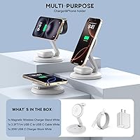 Vista 4 de Charging Station for Apple Magnetic Wireless iPhone Mag-Safe Charger,15W 3in1 Foldable Wireless Dock Fast MagSafe Charger Stand for iPhone 17 Pro