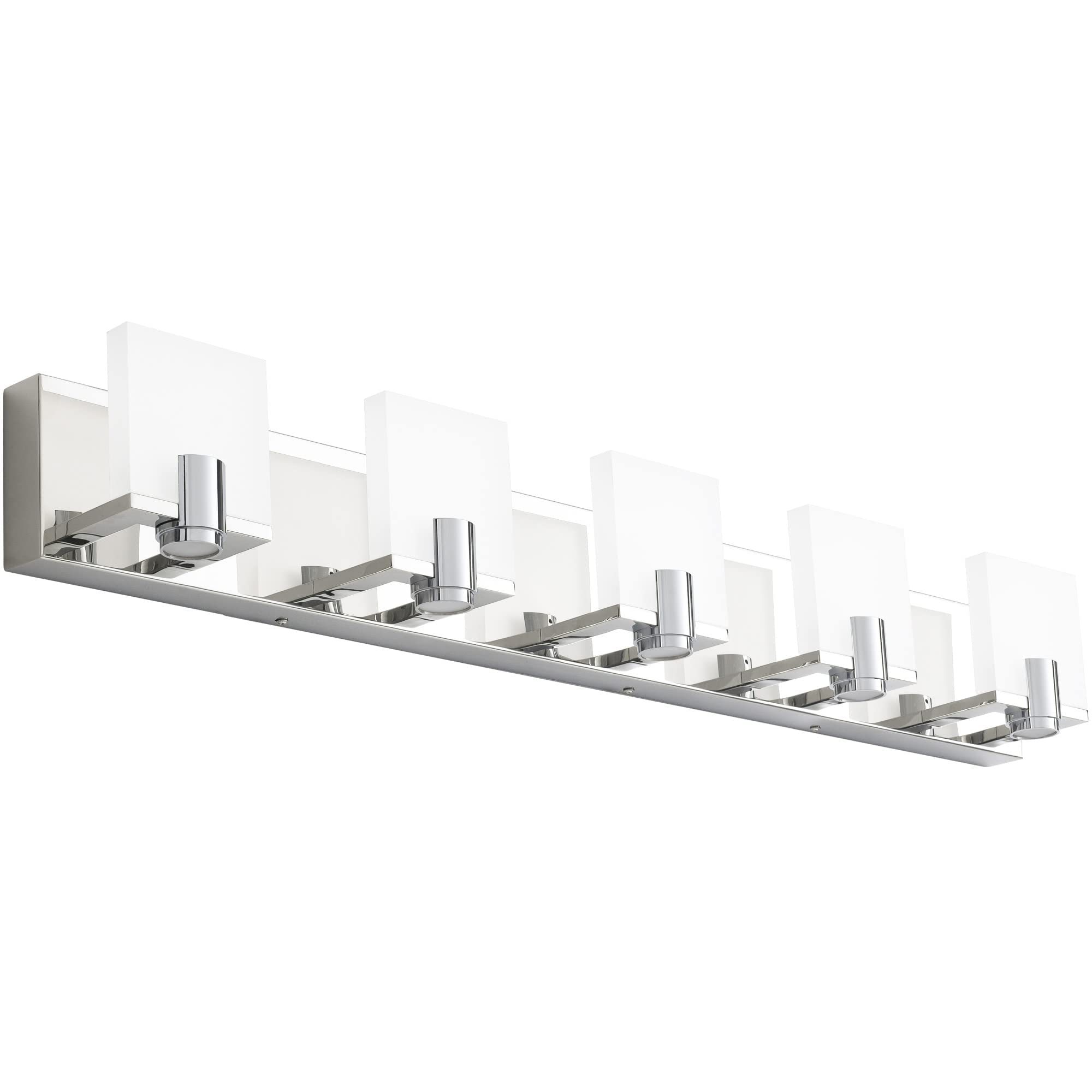 PRESDE Modern LED Dimmable Vanity Light Fixtures for Bathroom 5 Lights Chrome Vanity Lighting (Cool White 6000K)