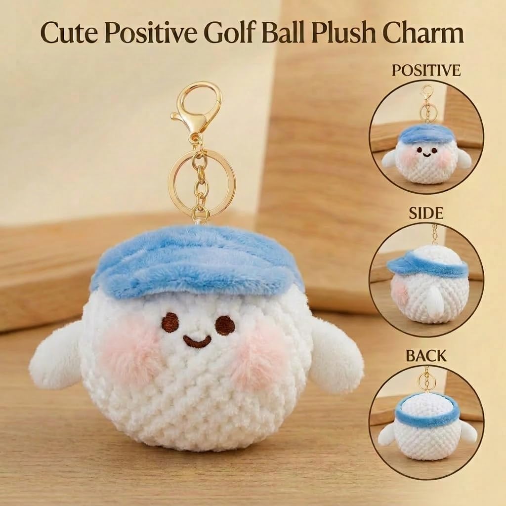 2PCS Plush Golf Ball Keychain, Golf Bag Charm with Clip image 2