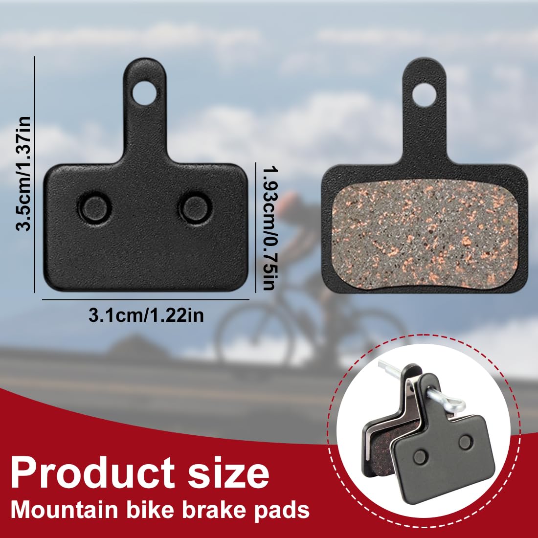 4 Paia Pastiglie Freno A Disco Semimetalliche BUCKLOS Per Shimano B01S/B05S, Nere