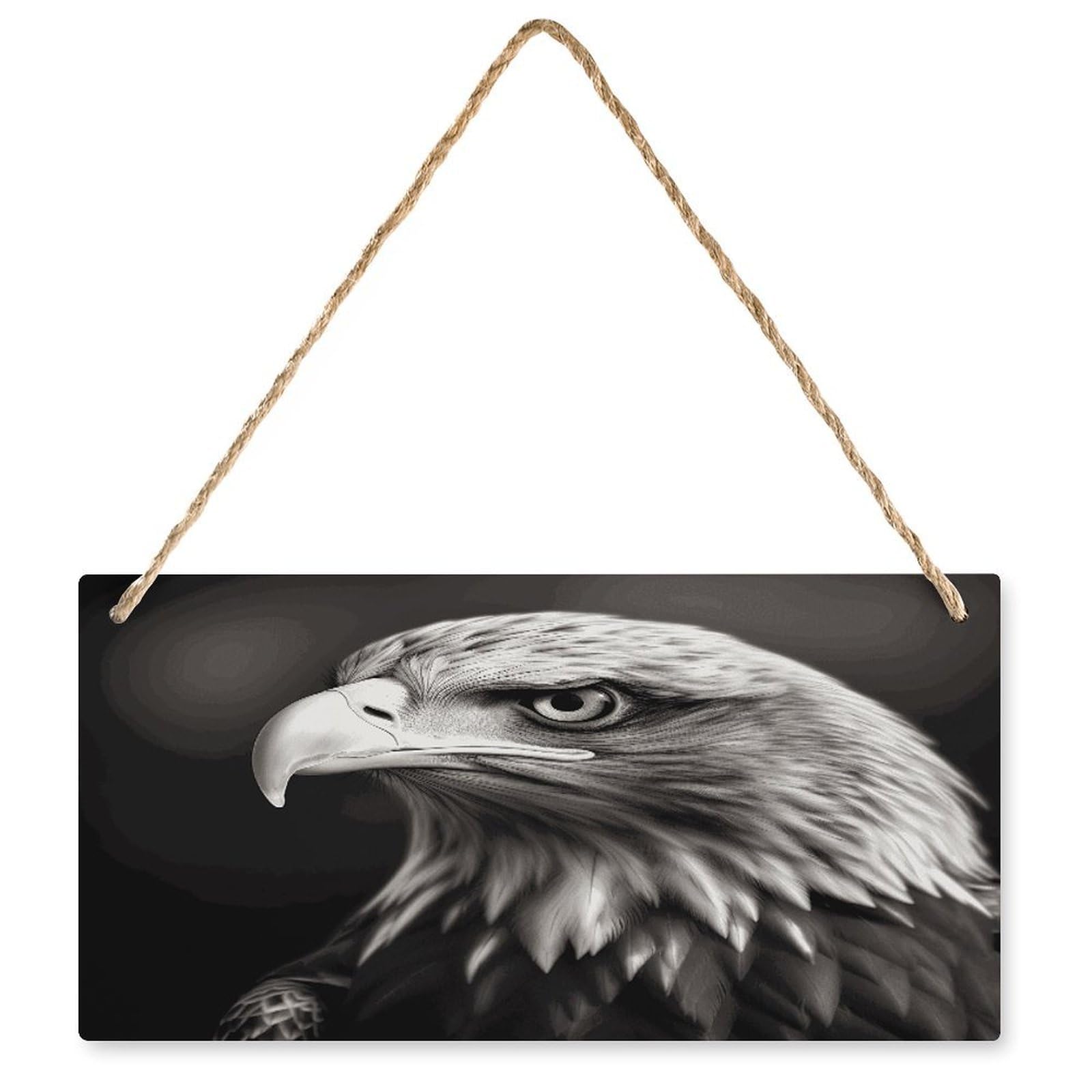 Fodpand Style Eagle Black And White Wall Art Wooden Hanging Sign Decor, Artwork For Wall Decoration, Funny Plaque For Bedroom Kitchen Living Room Home Decoration 9.8 X 4.9 Inch