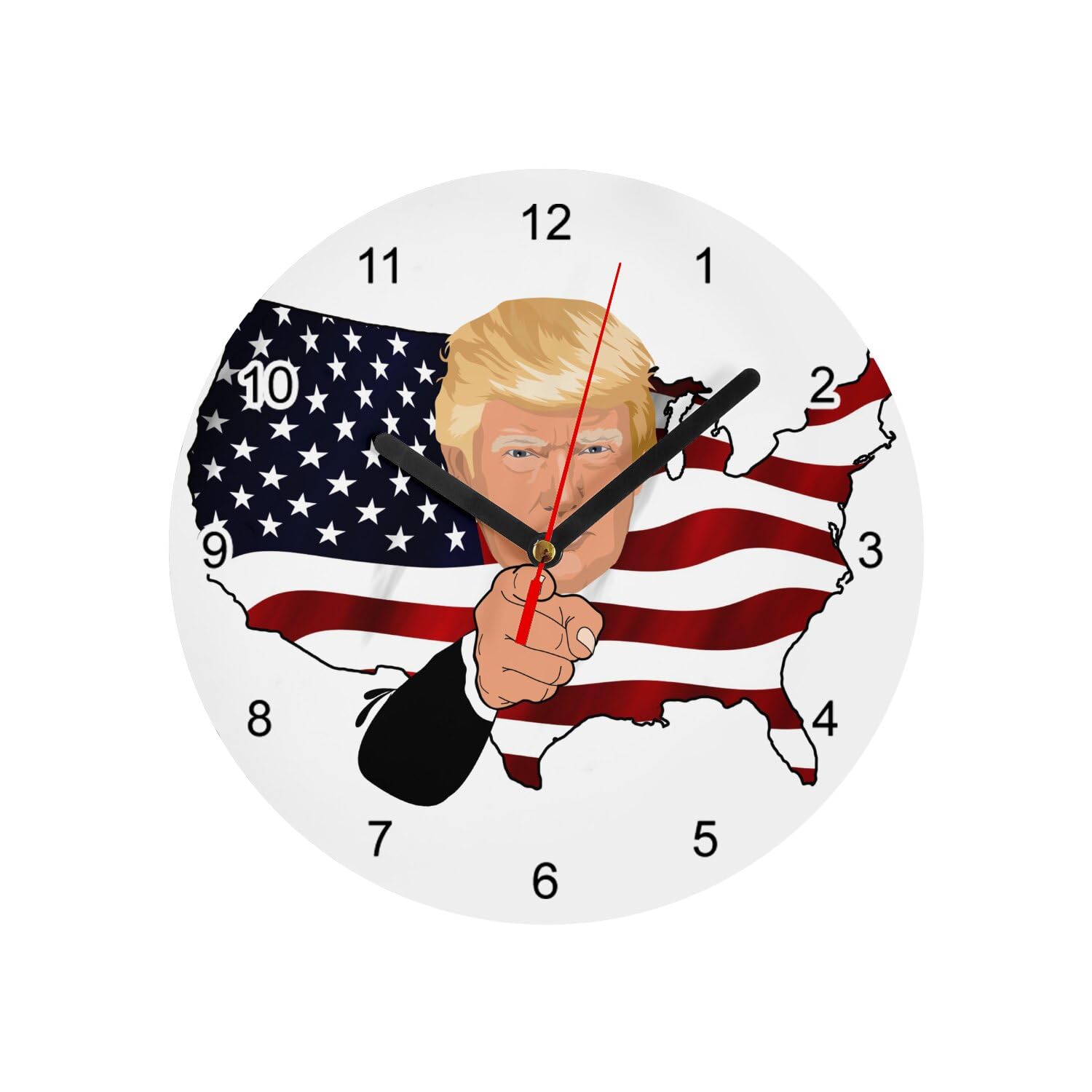Horloge Murale en Verre Donald Trump Trump caricature USA blanche de 20 cm