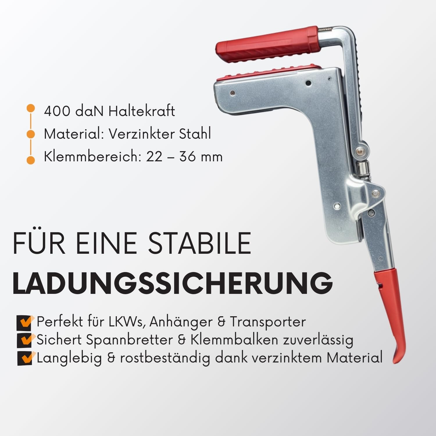 4x Zwischenwandverschluss 22–36mm 400 daN aus verzinktem Stahl – robuste Ladungssicherung für LKW, Anhänger - Transporter - passend für Klemmbalken Set und Profil 120×30 mm