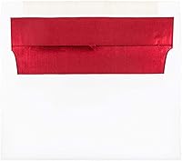Vista 4 de JAM PAPER Sobres de invitación de papel aluminio A2 - 4 3/8 x 5 3/4 - Blanco con rojo - 50