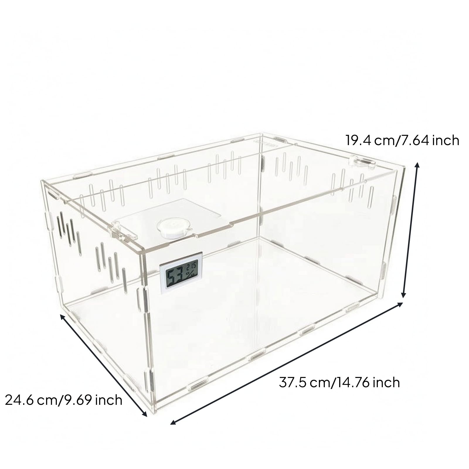 Boîte Transport pour Reptiles, 37,5 X 24,6 X 19,4 Cm, Grand Modèle avec Thermomètre-hygromètre