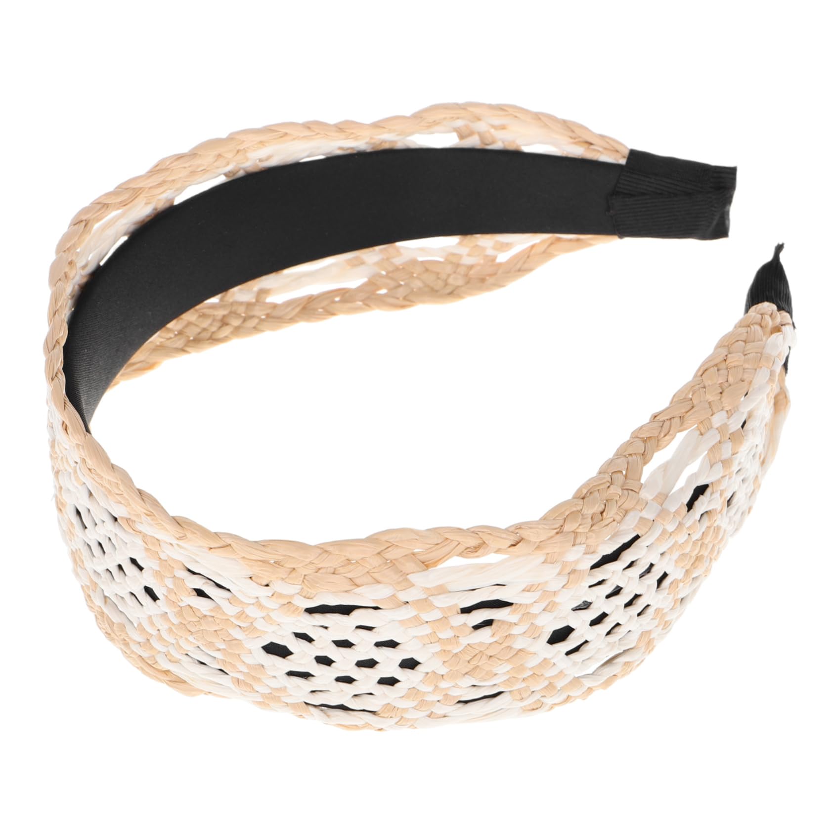 PACKOVE Bandeau Élégant Raphia Bandeaux Larges pour Femmes Accessoire de Coiffure Tressé pour Cheveux de Filles Coiffe Tressée pour Plage