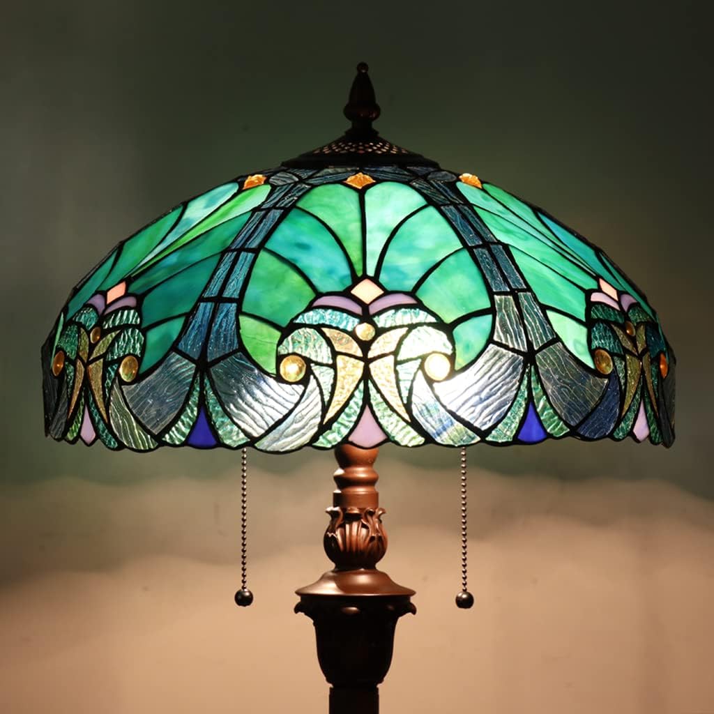 Blасk Frіdау 🔥 Cotoss Tiffany Floor Lamp,Stained Glass Lamp Shade,Vintage Antique Style Standing Double Light for Living Room & Bedroom