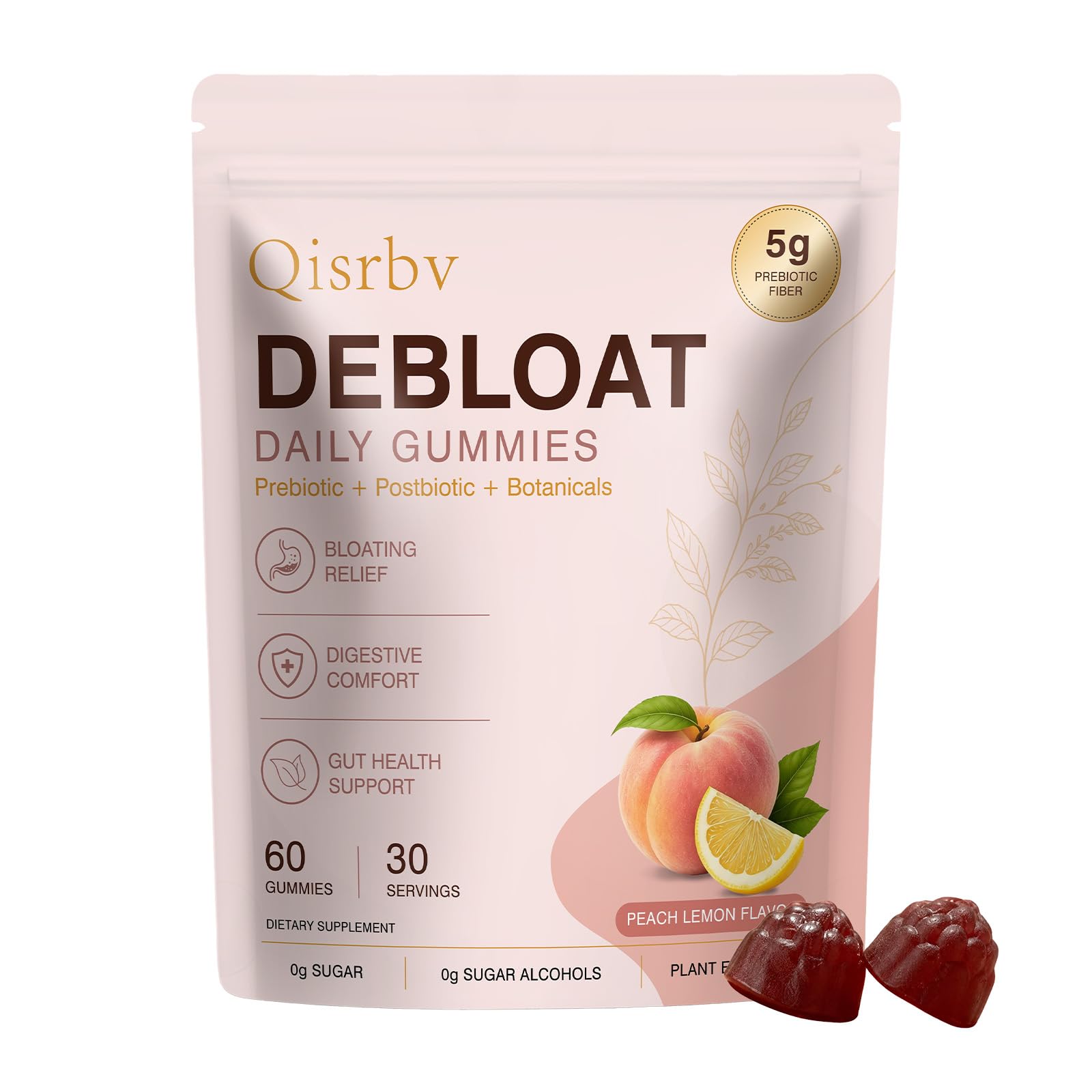 Bloat Gummies with Prebiotic Fiber, Sugar Free Digestive Support