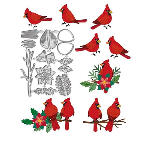 WADORN Cardinal Bird Animal Carbon Steel Cutting Dies, Bird Metal Die Cuts Stencils for DIY Scrapbooking Branch Leaves Embossing Stencils Template for Album Embossing Greeting Card Decorative