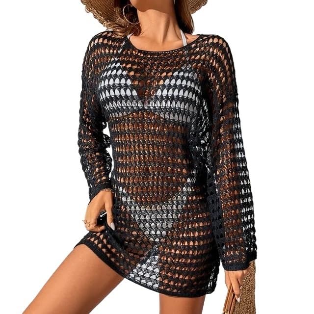 Vestidos Playa Túnica transparente transparente de punto de ganchillo for mujer, Túnica de playa for cubrirse, Vestido de playa, ropa de playa, ropa de playa for mujer Vestido Playa Mujer(Color 2,S)