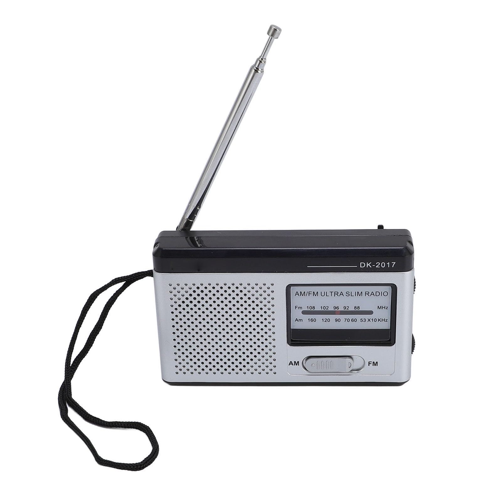 Portable FM AM Radio, Battery Powered Compact Transistor Radio with Headphone Jack Built in Speaker, Portable Radios AM FM Shortwave Vintage Radios for Seniors (Silver Black)