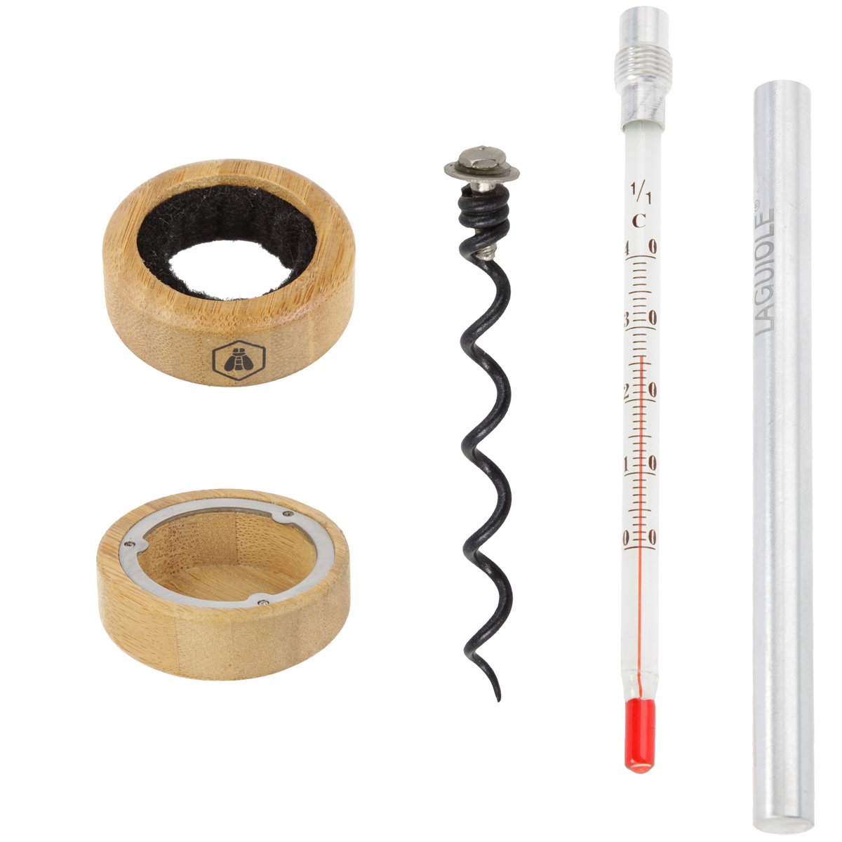LAGUIOLE - Set à vin Deluxe - 6 pièces - Métal et Bambou - Coffret Cadeau