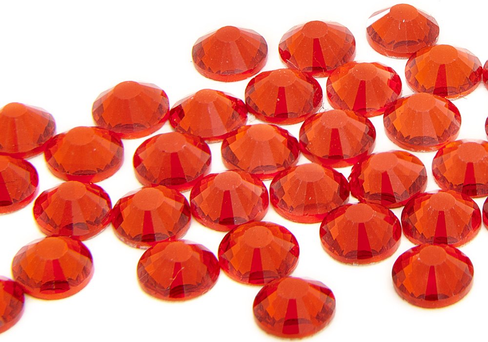 Pack of 100 Crystals. (Light Siam - Bright Red, ss16 (4mm)) The Swarovski Alternative, EIMASS® Grade A Crystals Foiled Flat-Back Non-HOT FIX Rhinestones Glue FIX GEMS