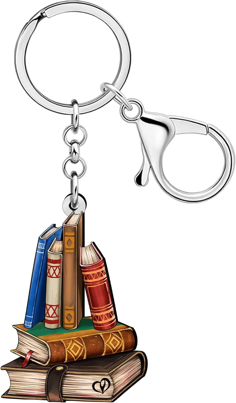 Acrylic Book Keychain Accessories Bookish Gifts for Book Lovers Women Bookworm Reader Girls Kids Backpack Purse Charms