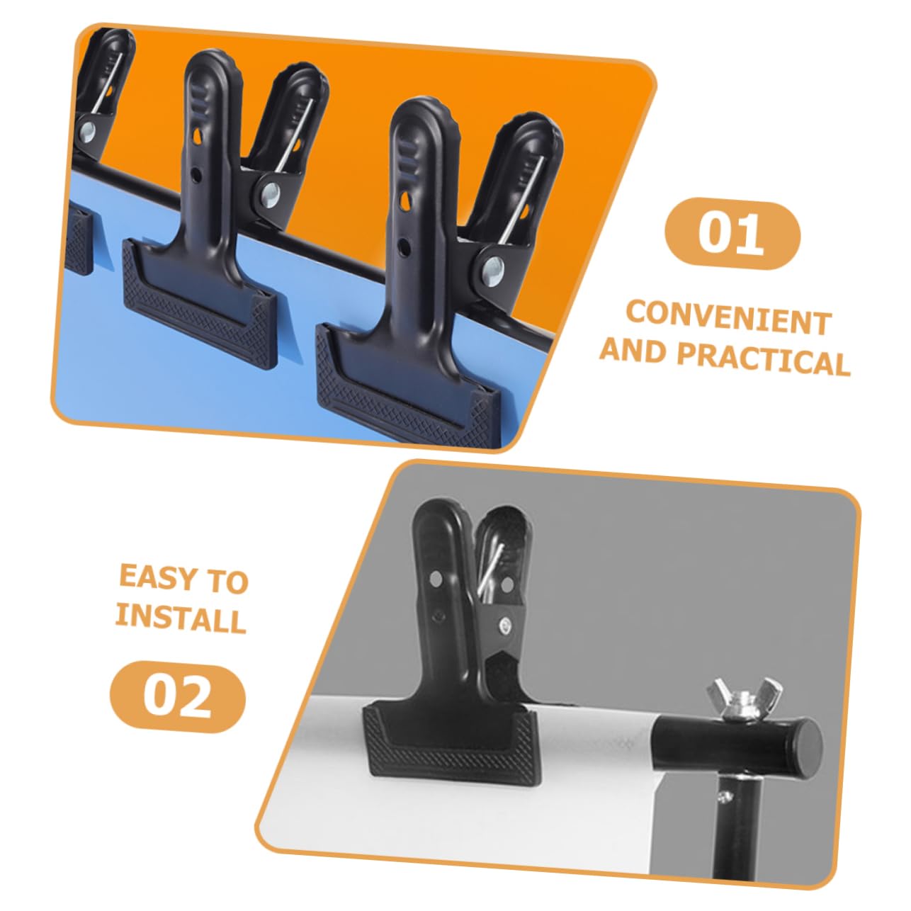 SEWACC Backdrop Clamps 4pcs Retaining Clips for Backdrop Stand Photo Backdrop Clips Quick Release Clamps Black