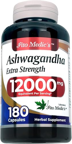 Miniatura 1 de FITO MEDIC'S Laboratorio  ashwagandha 180 Caps  12000 mg  Cápsulas de ashwagandha  Puro  Suplementos ashwagandha  ashwaganda  píldoras ashawaganda