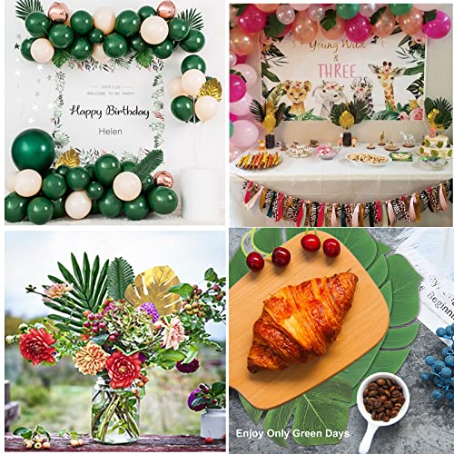 86Pcs 8Kinds Artificial Tropical Palm Leaves Jungle Safari Leaves Faux Plant Golden Leaves Decorations For Hawaiian Beach Birthday Luau Party Table Decorations #TOP3