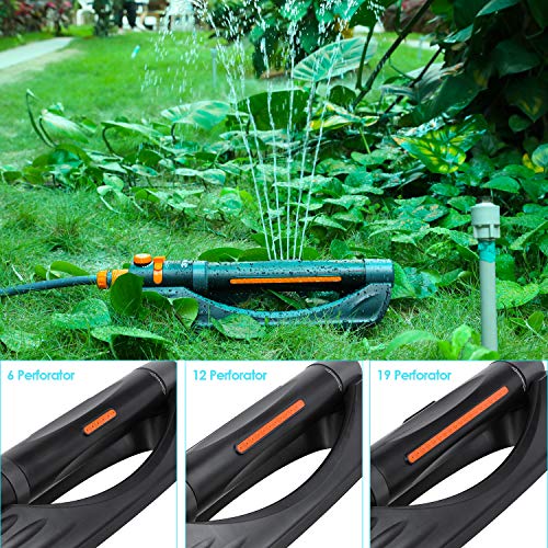 FIXKIT Rasensprenger 3 in 1 Viereckregner Automatisch Oszillationssprenger 3 Verstellbare Sprühmodi mit 6/12/19 Löchern zur Bewässerung kleinerer rechteckiger Flächen von 45-280 m²