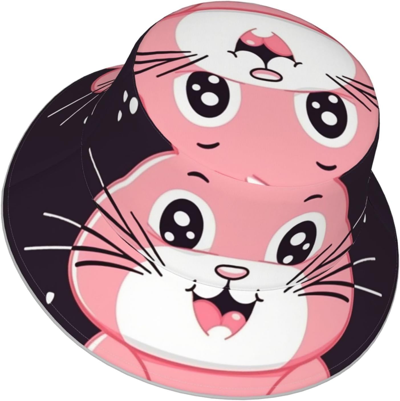 Cute Cartoon Rabbit Bucket Hats for Women Men Sun Hat Fisherman Hats Travel Beach Hat Summer Fishing Cap Black