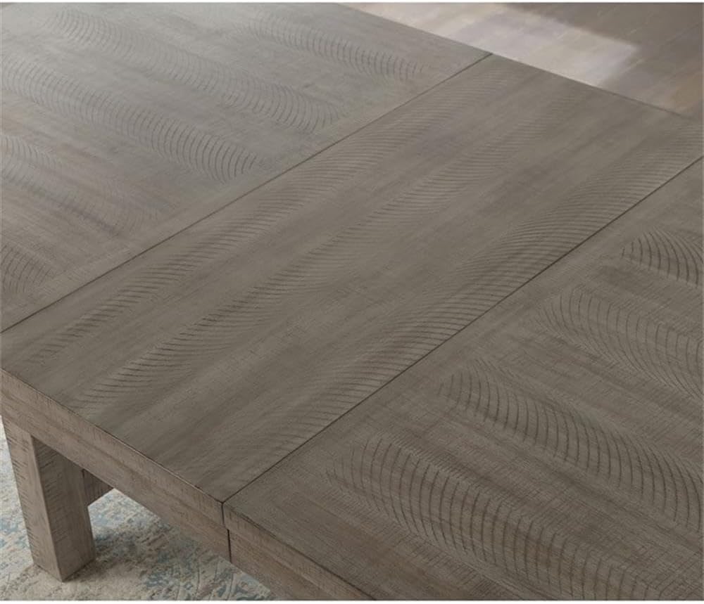 BOWERY HILL Rustic Wood Trestle Expandable Dining Table in Gray, 84"(66" + 1 x 18 Leaf) W x 42" D x 30" H