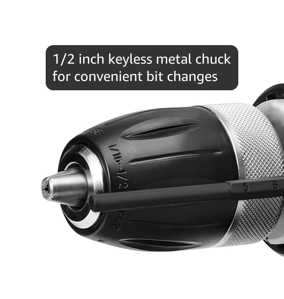 Hammerhead 7.5-Amp 1/2 Inch Variable Speed Hammer Drill with 6pcs