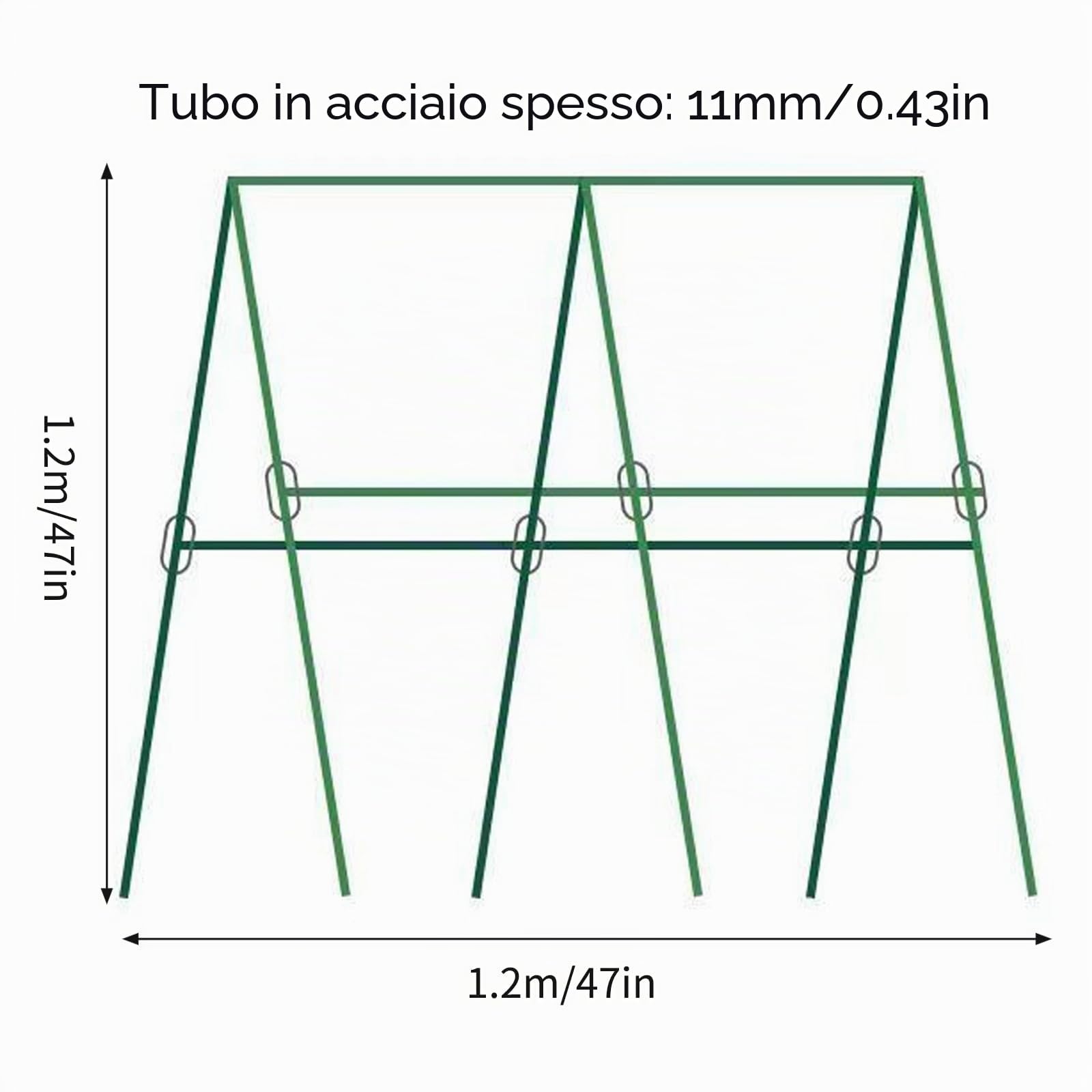 Supporto per piante rampicanti, adatto per cetrioli, soia, pomodori e altri tipi di verdure, così come il fiore di luna, traliccio in acciaio, lunghezza 120 cm