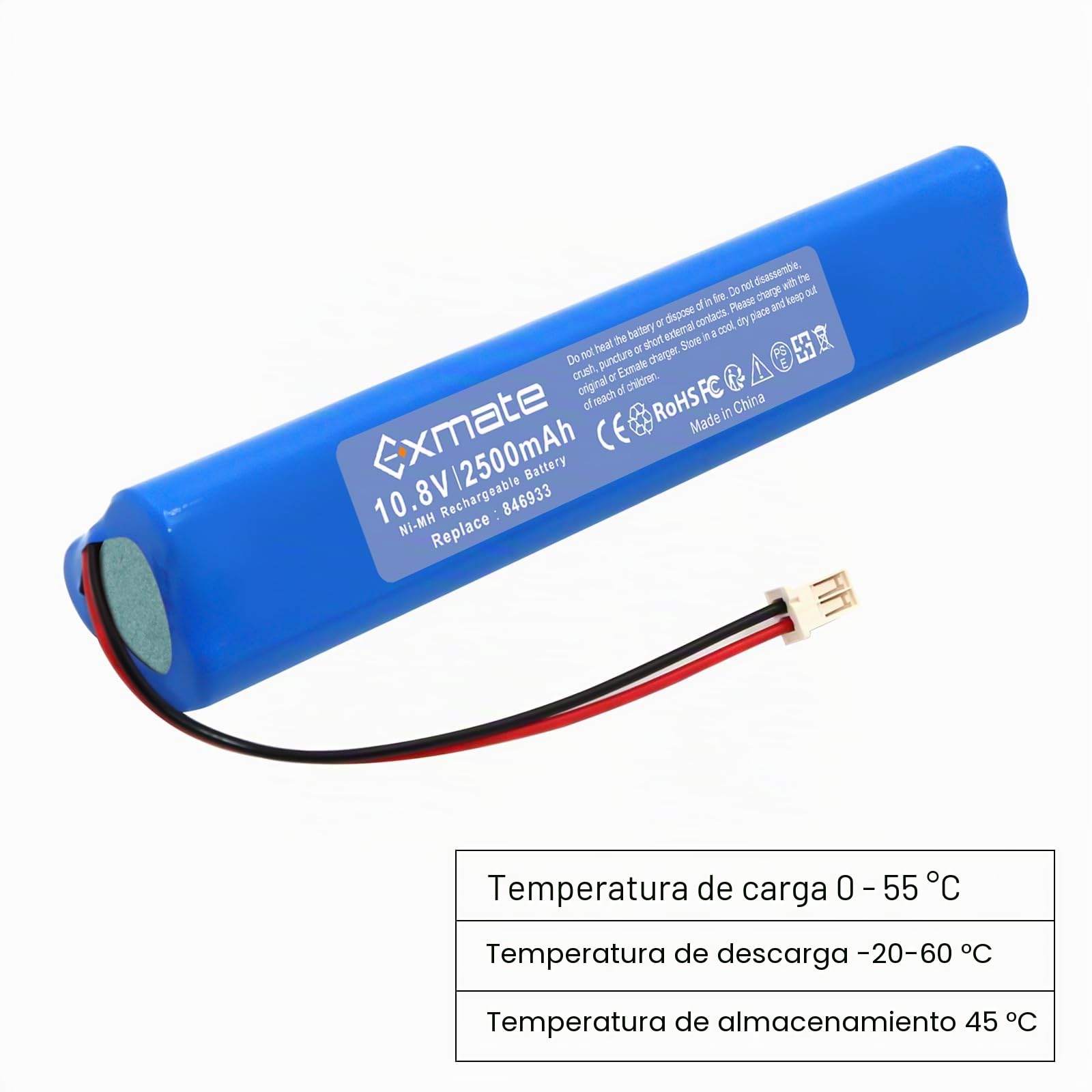 Exmate - Batería de repuesto para obturador Velux Roller Shutter 846933 946930 946933 946933 (10,8 V, 2500 mAh)