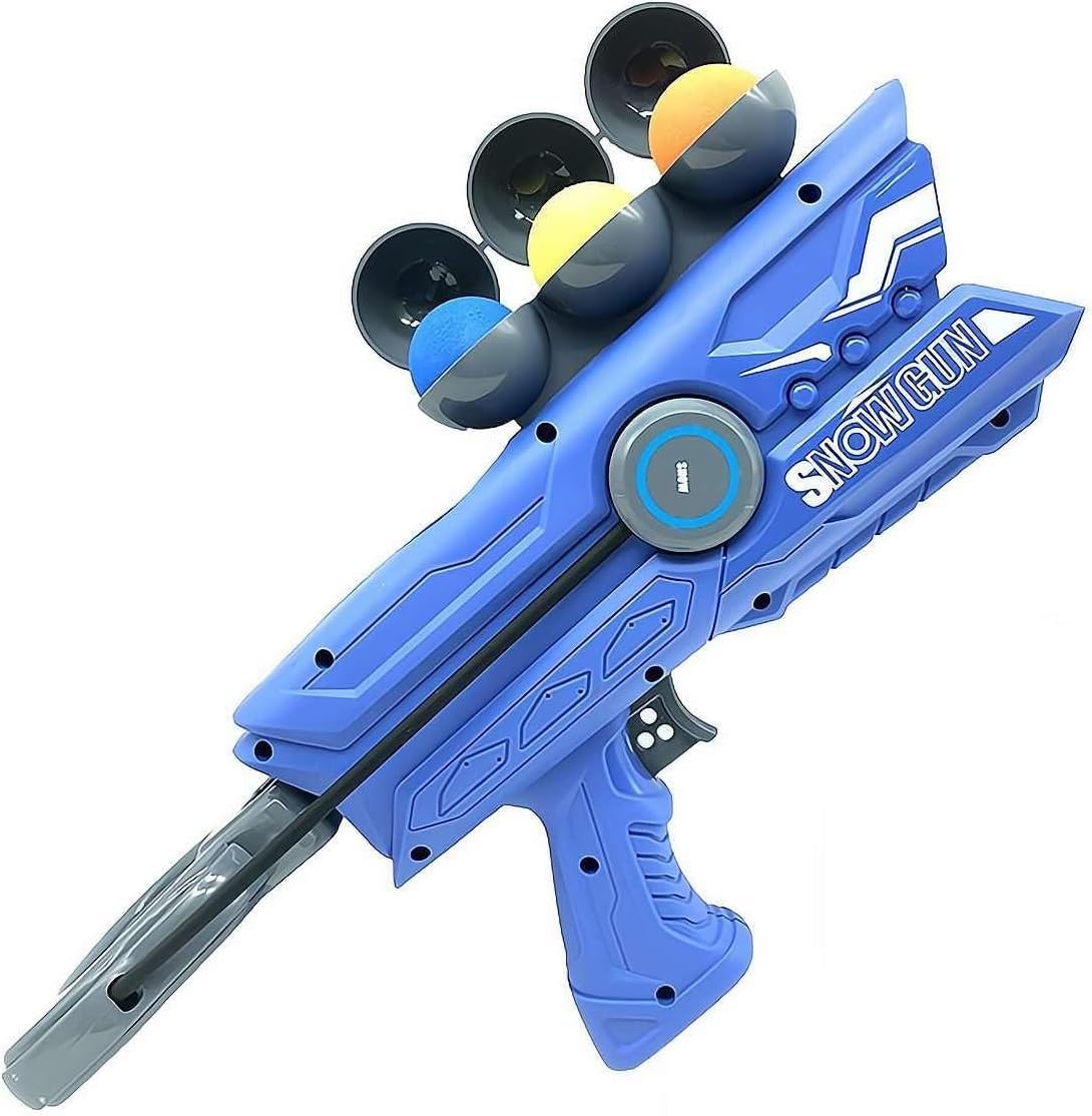 Snowball Launcher Blaster Gun Toy, Long Range Soft Foam Projectile Shooter for Kids, Outdoor Parent-Child Game, Safe Backyard Play (Blue)
