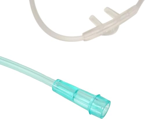 Miniatura 4 de Paquete de 10 cánulas de oxígeno nasal suave de alto flujo, conector estándar de 6.6 pies, tubo verde