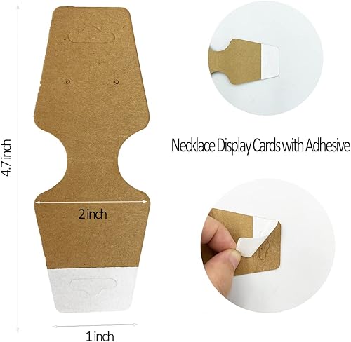 Miniatura 5 de Tarjetas de exhibición de pulsera, 100 collares, tarjetas autoadhesivas, embalaje de joyas para pequeñas empresas, tarjetas de papel kraft para