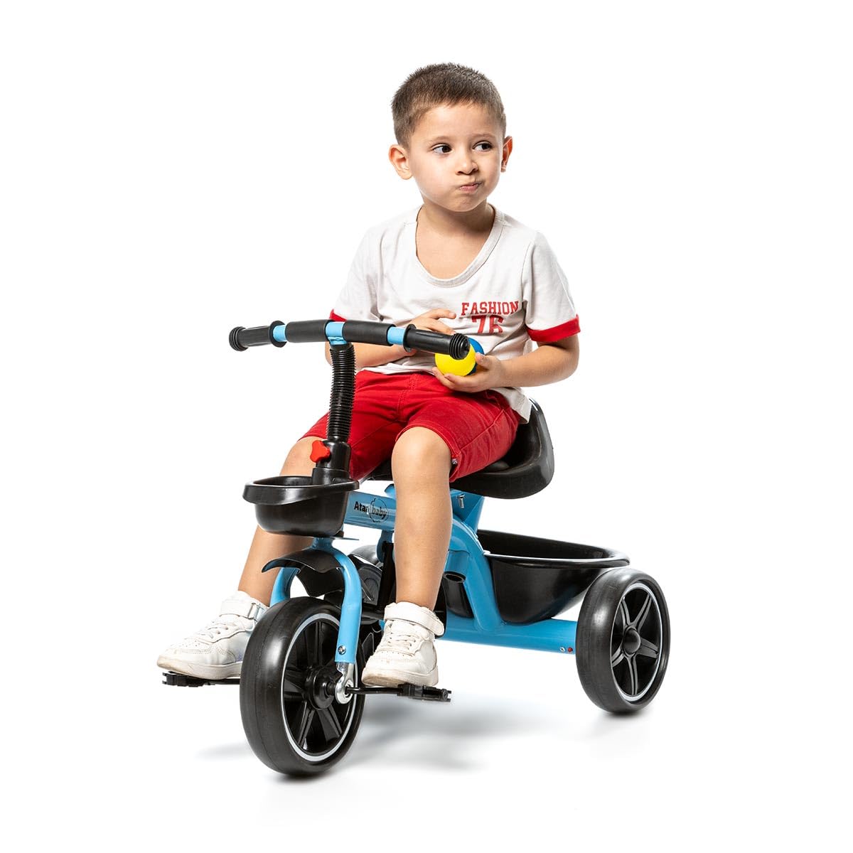 ATAA Triciclo Infantil Baby ERUM Azul con Mango Regulable Cesta reposapies Ruedas antipinchazos y Asiento ergonomico 360º