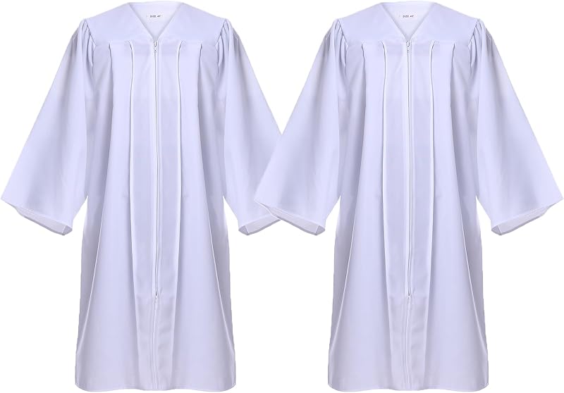 Newrara White Matte Choir Robes - 2 Pack for Baptism & Graduation