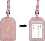 Luggage Tags, 6 Pack Suitcase Tags with Name ID Card, PU Leather Baggage Tags Labels for Baggage Suitcase Privacy Protection, Mixed Colours