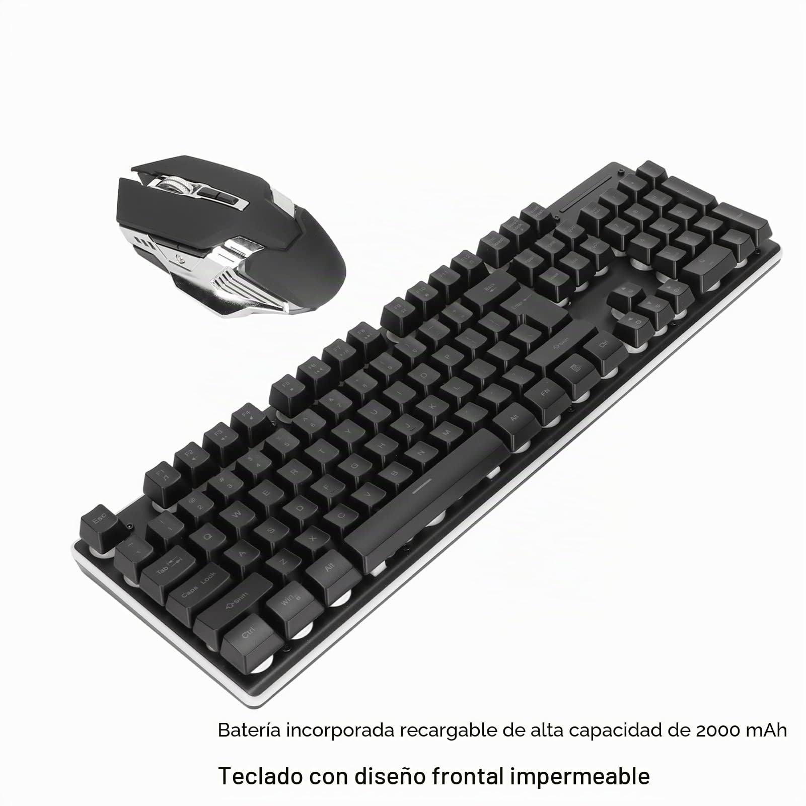 ciciglow Combo de Teclado Mecánico Y Mouse, RGB Retroiluminado con Cable Recargable 3200DPI Ratones Teclado Inalámbrico para Juegos para PC Gamer Computadora de Escritorio