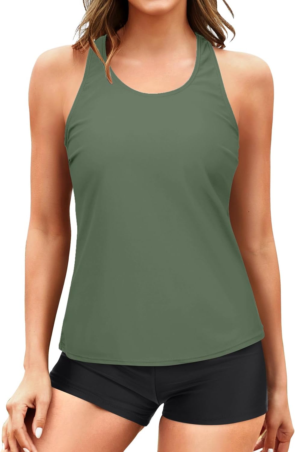 Yonique Tankini Swimsuits for Women 3 Piece Bathing Suits Swim Tank Top with Boy Shorts and Bra Modest Swimwear