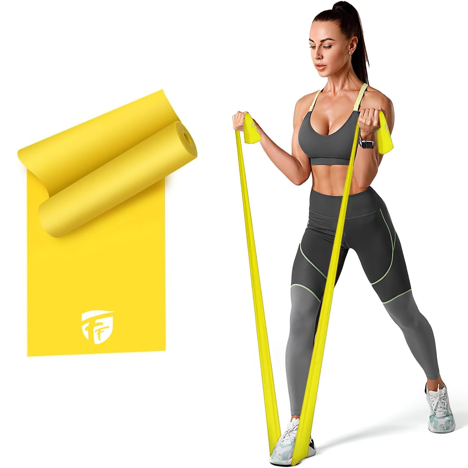 Natural Rubber Resistance Loop Bands | Elastic Exercise Band Set | Best Resistant Workout Loops for Booty, Glute, Leg & Thigh Exercising (1.5 Meter Yellow) - (10-15 lbs)